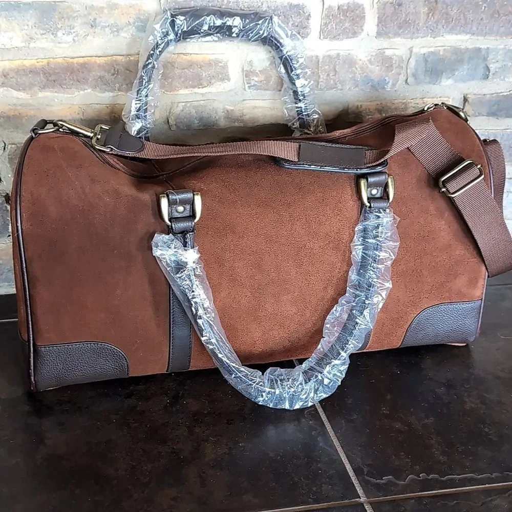 Marlboro Guts- Grit Gear RARE Leather Brown Suede Large Duffel/Travel Bag